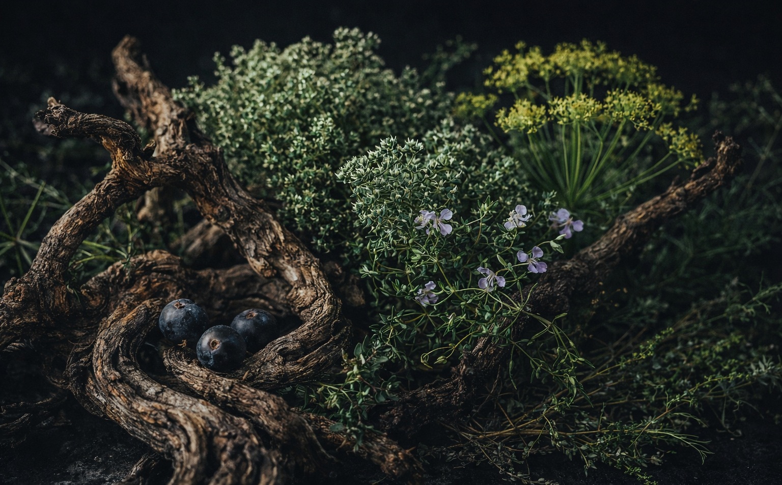 Mediterranean botanical gin — wild botanicals at the heart of ORO Gin's molecular engineering